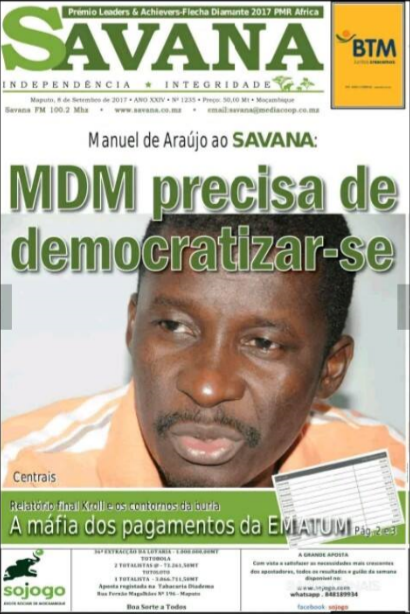 Depois das denúncias e contendas com MAHAMUDO AMURANE (Edil de Nampula), surgem declarações bombásticas do membro sénior do MDM, Manuel de Araújo (Edil de Quelimane) 