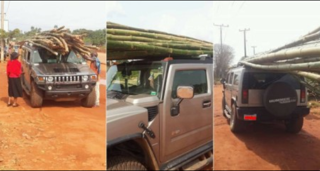 Hummer H2 de luxo foi visto como sendo usado para transportar varas de bambu de um mercado de madeira na parte leste do país. O veículo era o centro de atracção no mercado.