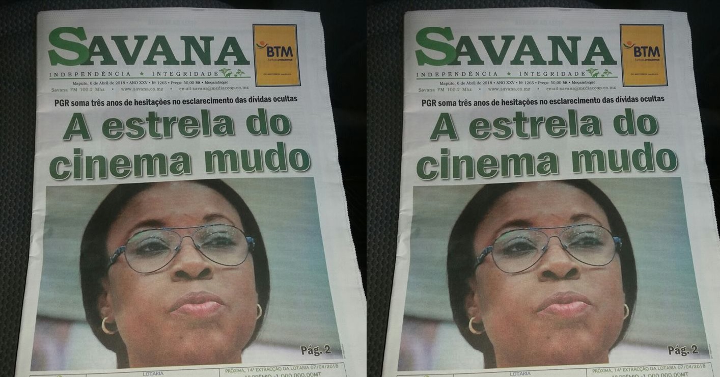Estou contente pela capa do jornal “Savana”, da sexta-feira última. Intitula-se “A estrela do cinema mudo”, em referência a Beatriz Buchili