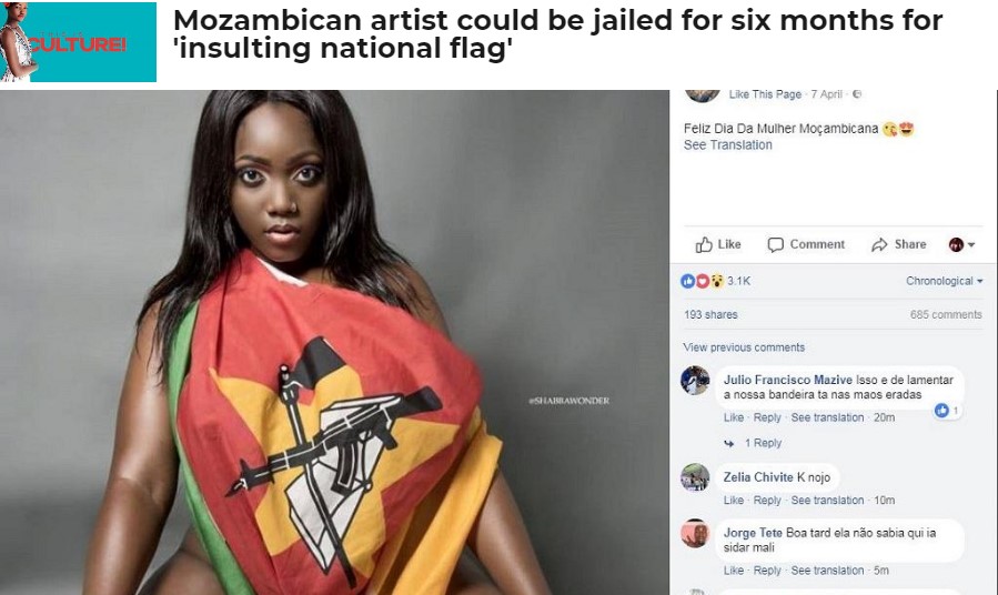 O polémico ensaio fotográfico da cantora Yolanda Boa com bandeira nacional já é notícia no estrangeiro.  O “Africanews”, editado em inglês e francês