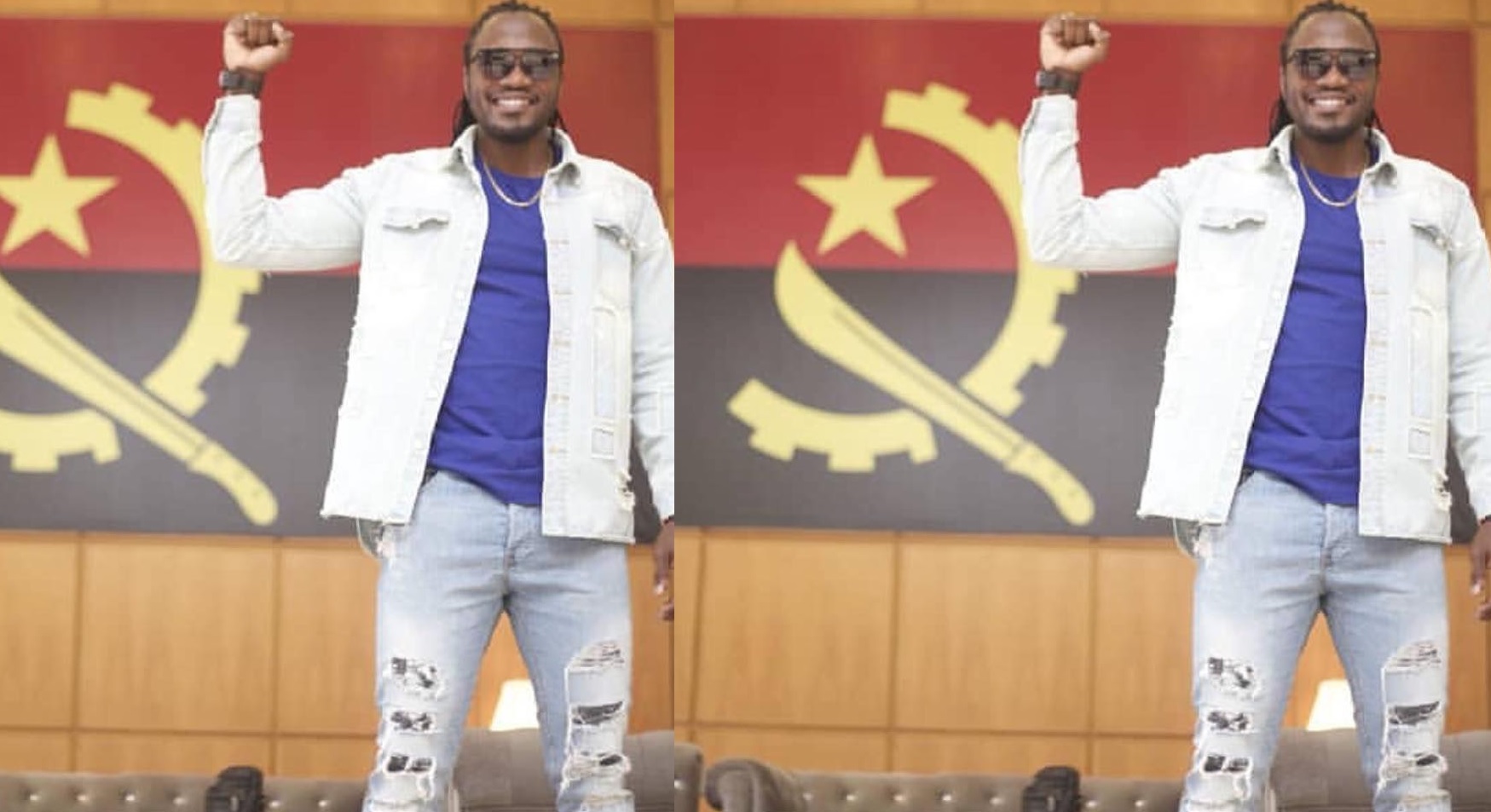 O músico moçambicano, Abuchamo Munhoto, viu seu nome recentemente envolvido em uma polémica por tirar fotografia com a bandeira de Angola