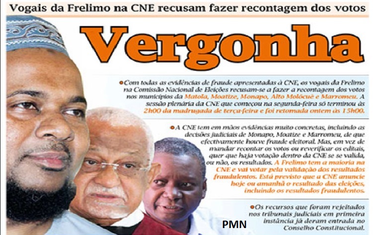 Vogais da Frelimo na CNE recusam fazer recontagem de votos